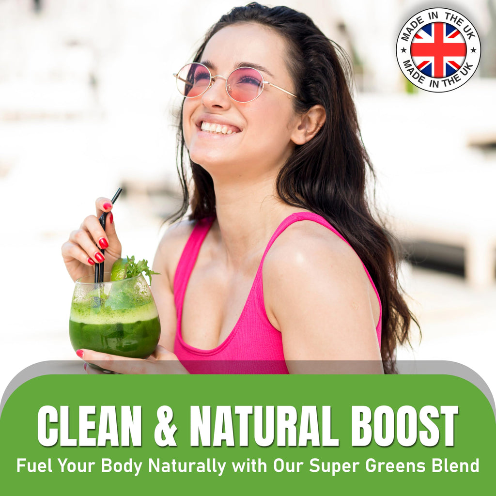 Replenify Super Greens Powder – Natural Energy & Detox Blend with 9 Organic Superfoods – 30 Servings – Greens Supplement for Gut Health, Immunity & Vitality