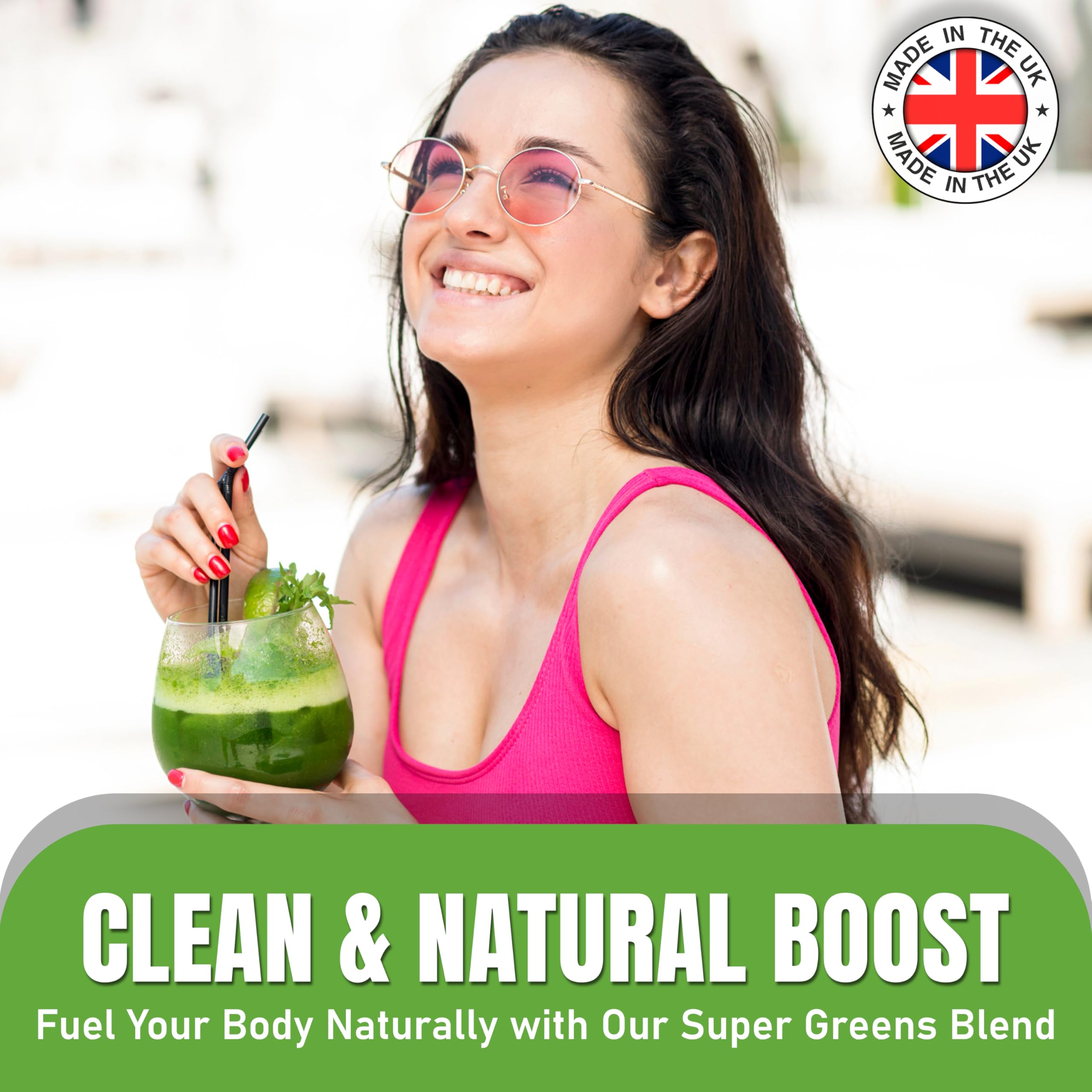 Replenify Super Greens Powder – Natural Energy & Detox Blend with 9 Organic Superfoods – 30 Servings – Greens Supplement for Gut Health, Immunity & Vitality